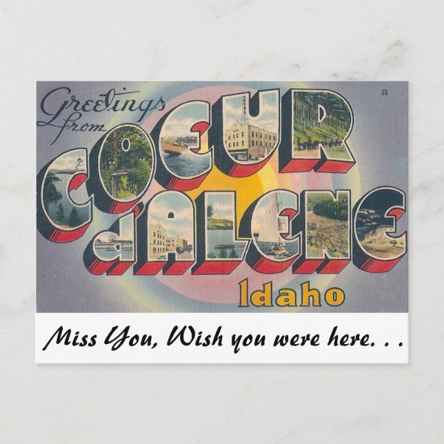 Greetings from Coeur d'Alene, Idaho Postcard (Front)