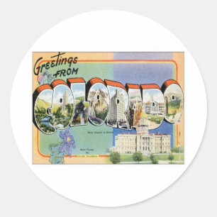 Greetings From Colorado CO Classic Round Sticker