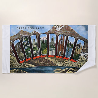 Greetings from Colorado State Colorful Art Beach Towel