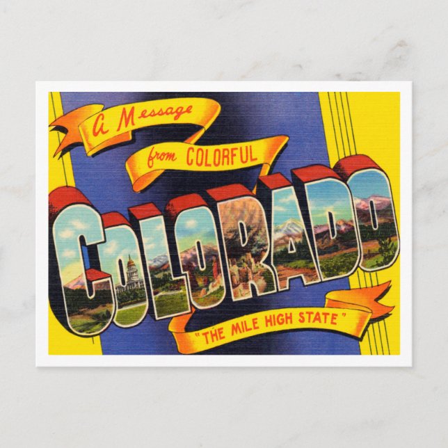 Greetings from Colorado, The Mile High State Postcard (Front)