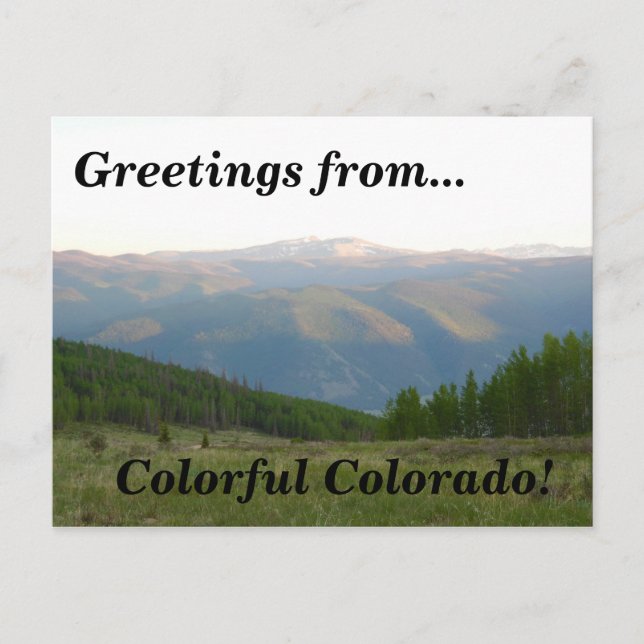 Greetings from Colourful Colorado! Mountain Range Postcard (Front)