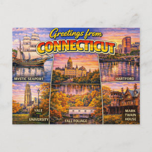 Greetings From Connecticut Postcard