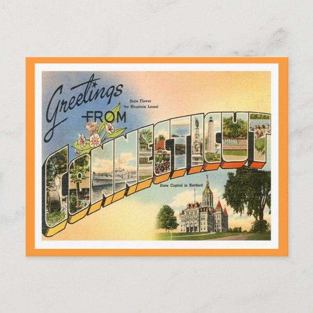 Greetings From Connecticut Postcard (Front)