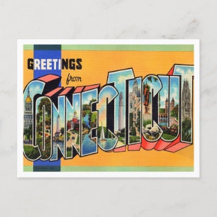 Greetings from Connecticut Vintage Travel Postcard