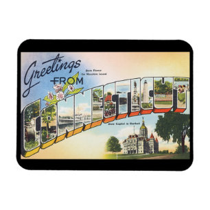 Greetings from Connecticut_Vintage Travel Poster Magnet