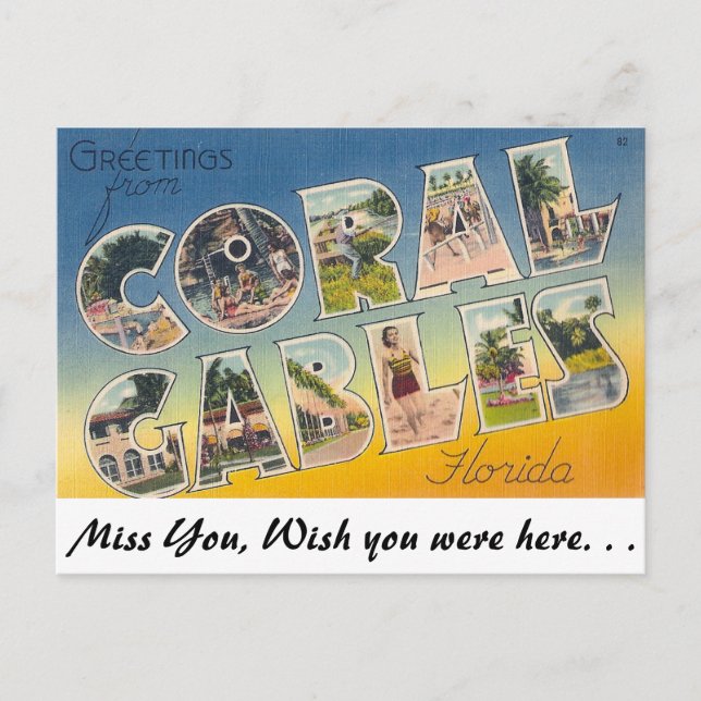 Greetings from Coral Gables, Florida Postcard (Front)