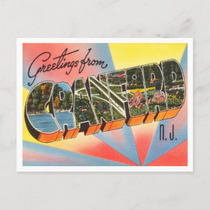 Greetings from Cranford, New Jersey Vintage Travel Postcard