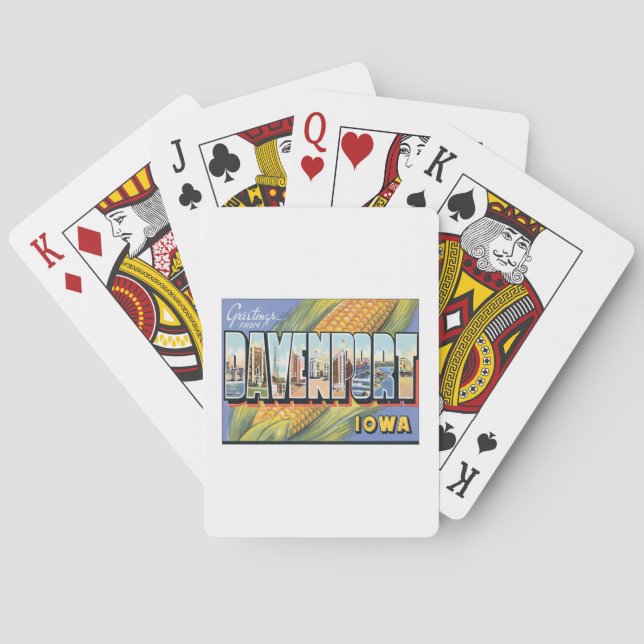 Greetings From Davenport Iowa Playing Cards (Back)