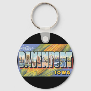 Greetings from Davenport Kansas_Vintage Travel Keychain