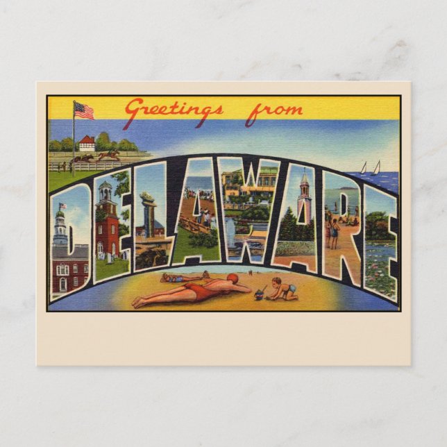Greetings from Delaware Large Letter Postcard (Front)