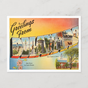 Greetings from Delaware Vintage Travel Postcard