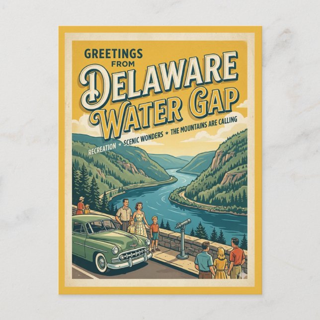 Greetings From Delaware Water Gap Retro  Postcard (Front)