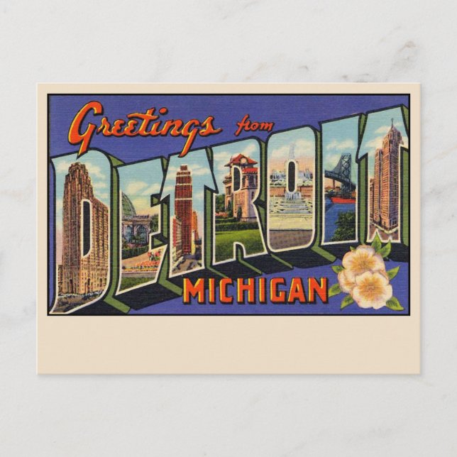 Greetings from Detroit Large Letter Postcard (Front)