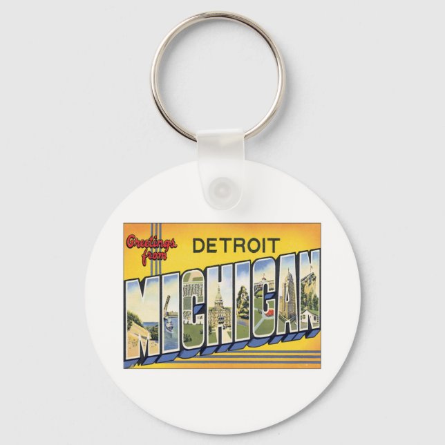 Greetings From Detroit Michigan Keychain (Front)