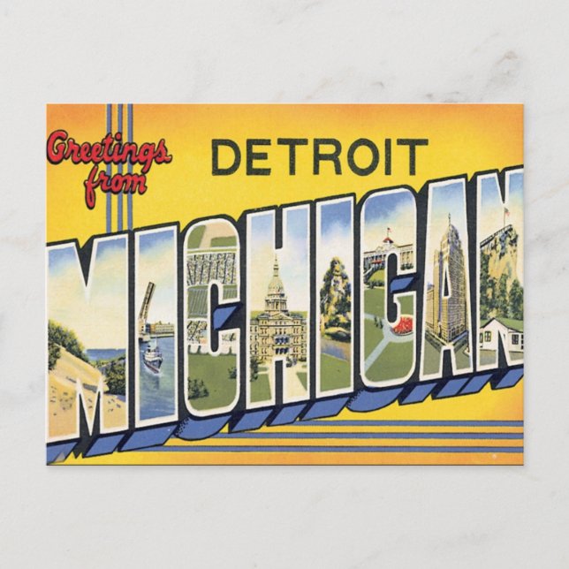 Greetings From Detroit Michigan Postcard (Front)