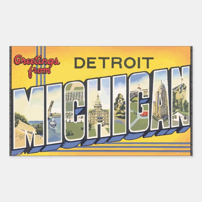 Greetings From Detroit Michigan, Vintage Sticker (Front)