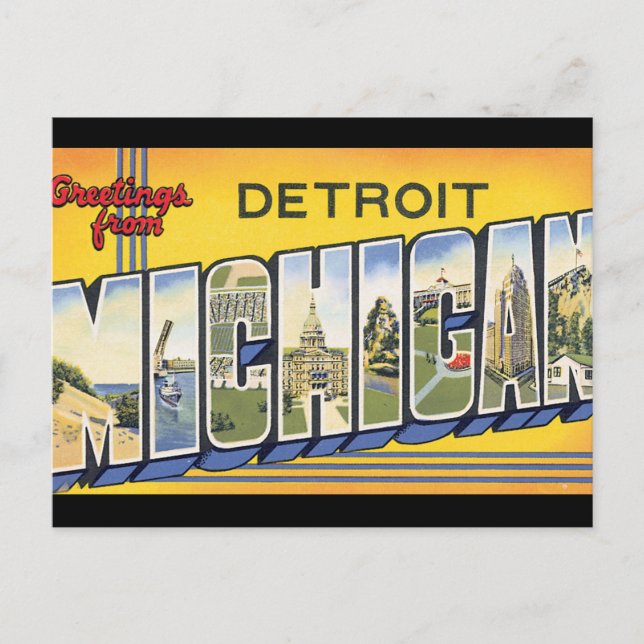 Greetings from Detroit Michigan_Vintage Travel Postcard (Front)