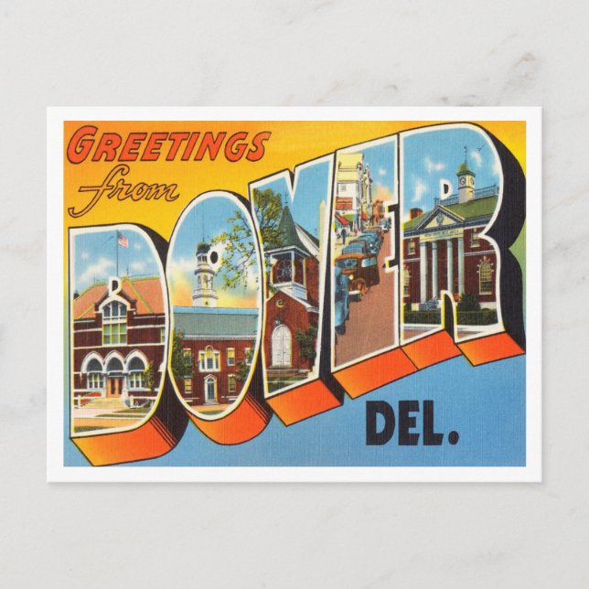 Greetings from Dover, Delaware Vintage Travel Postcard (Front)
