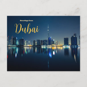 Greetings from Dubai City Postcard Scenic Skyline