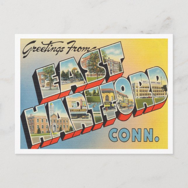 Greetings from East Hartford, Connecticut Travel Postcard (Front)