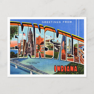 Greetings from Evansville, Indiana Vintage Travel Postcard