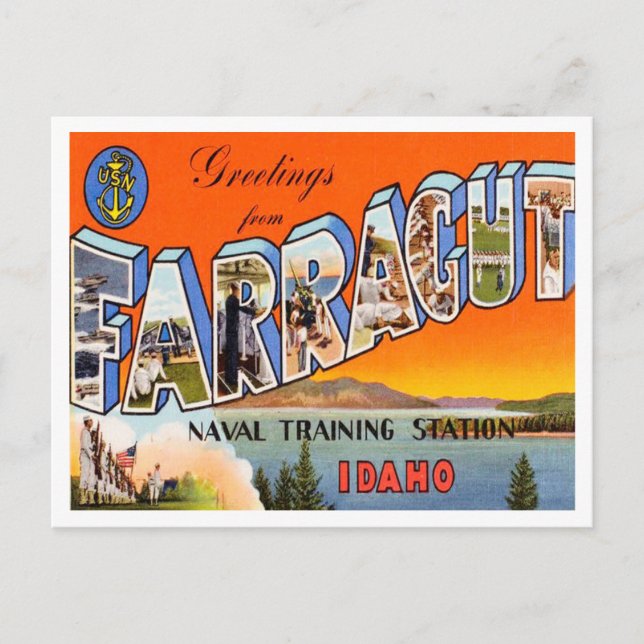 Greetings from Farragut, Naval Training Station Postcard (Front)