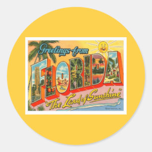 Greetings From Florida Classic Round Sticker