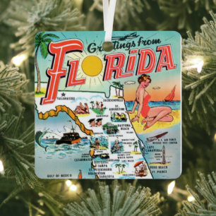 Greetings From Florida Metal Ornament