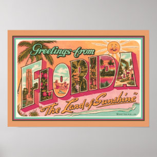 "Greetings from Florida" Nostalgic Poster