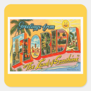 Greetings From Florida Square Sticker