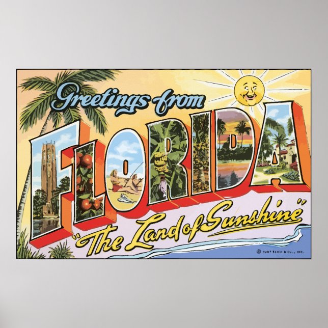 Greetings From Florida "The Land Of Sunshine", Vin Poster (Front)
