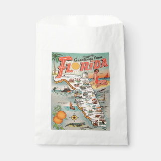 Greetings from Florida Vintage Map Favour Bag