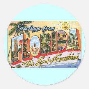 Greetings from Florida - Vintage Travel Classic Round Sticker