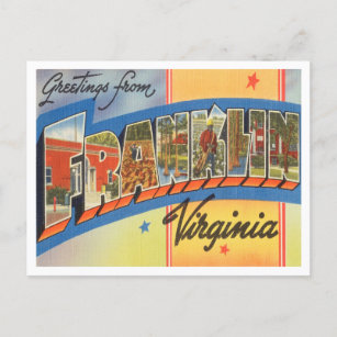 Greetings from Franklin, Virginia Vintage Travel Postcard