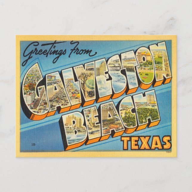 Greetings from Galveston, Texas Vintage Travel Postcard (Front)