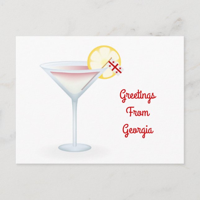 Greetings From Georgia Cocktail Holiday Card (Front)