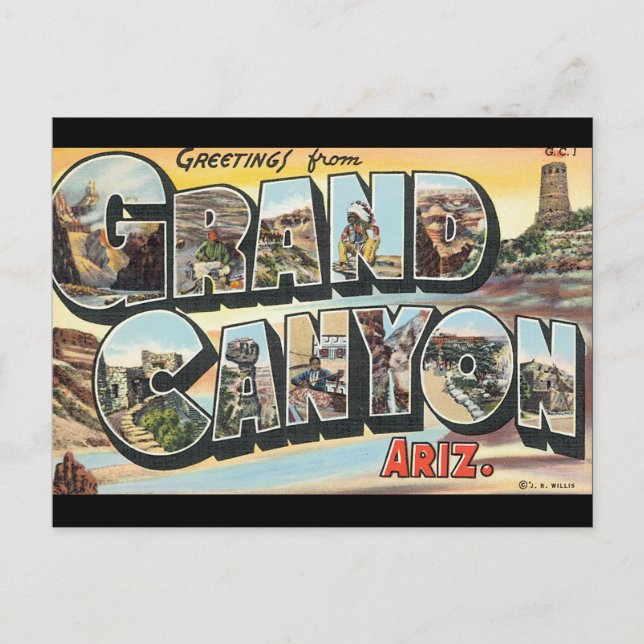 Greetings from Grand Canyon_Vintage Travel Poster Postcard (Front)