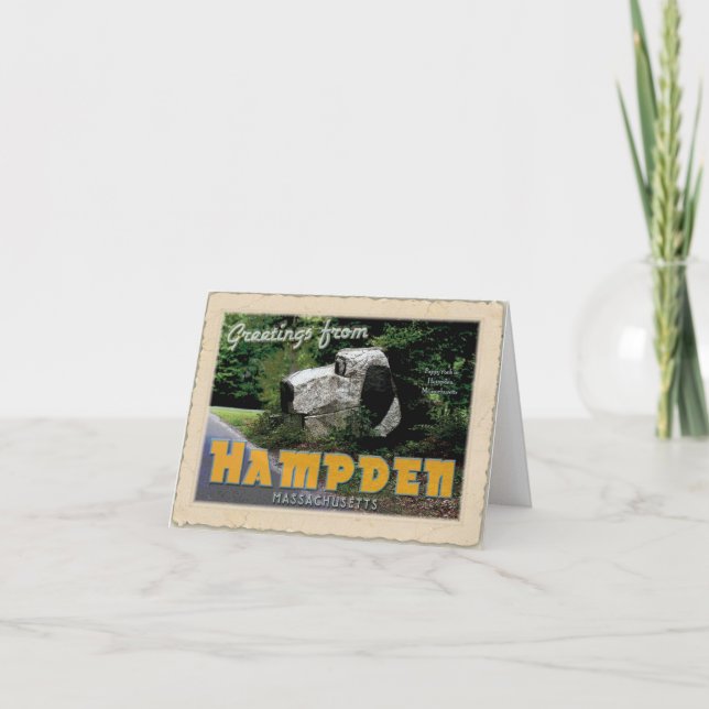Greetings from Hampden MA (Puppy rock) Card (Front)
