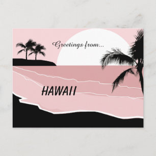 Greetings from Hawaii Brilliant Pink Postcard