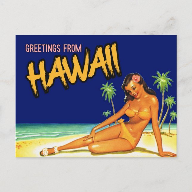 Greetings from Hawaii Vintage Style Postcard (Front)