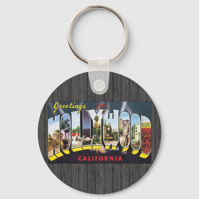 Greetings From Hollywood California, Vintage Keychain (Front)