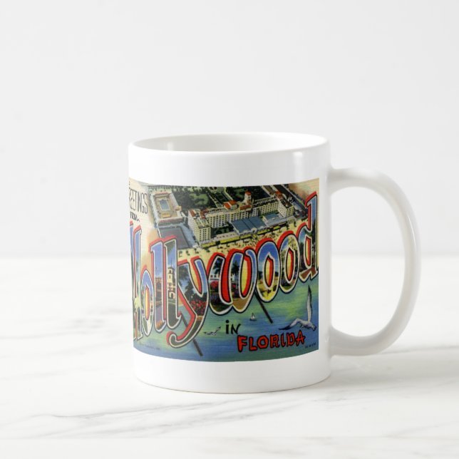 Greetings from Hollywood FL Vintage Postcard Mug (Right)