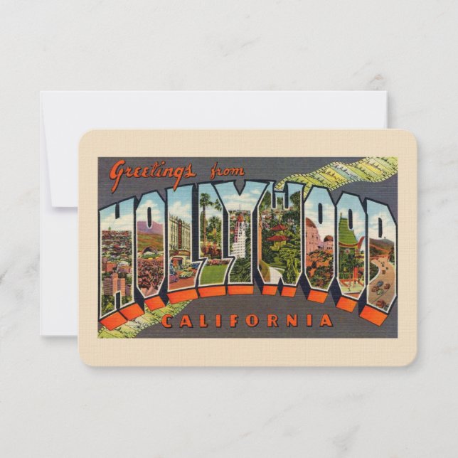 Greetings from Hollywood Postcard, Linen Postcard (Front)