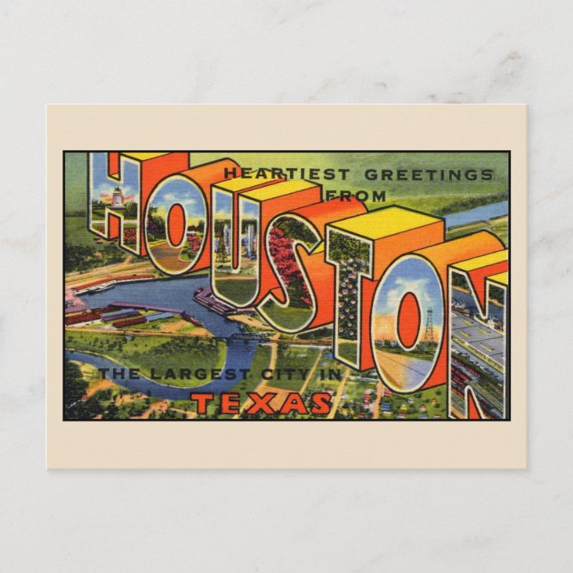 Greetings from Houston Large Letter Postcard (Front)