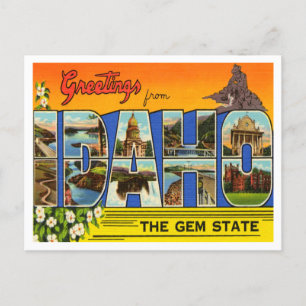 Greetings from Idaho, The Gem State Travel Postcard