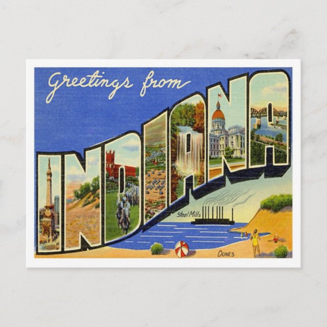 Greetings From Indiana Postcard (Front)