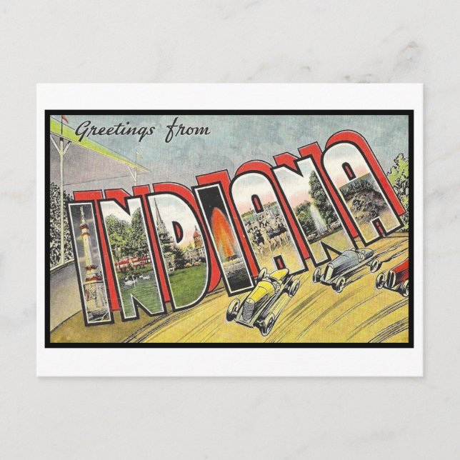 Greetings from Indiana Vintage Postcard (Front)