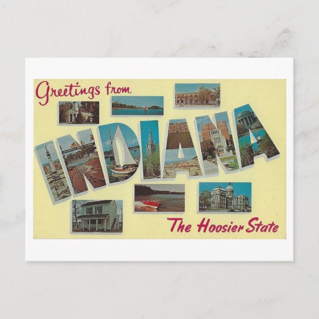 Greetings from Indiana Vintage Postcard (Front)