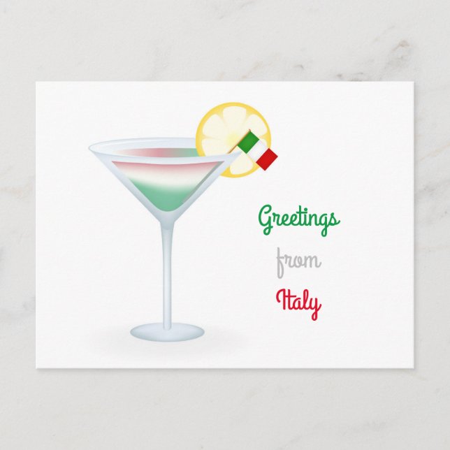 Greetings From Italy Cocktail Holiday Postcard (Front)