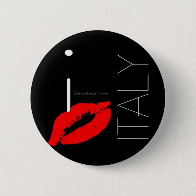 Greetings from Italy Red Lipstick Love Kiss 2 Inch Round Button (Front)